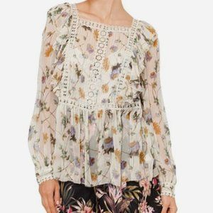 AUTHENTIC NWT Zimmermann Dandelion Rife Silk Lace Floral Top